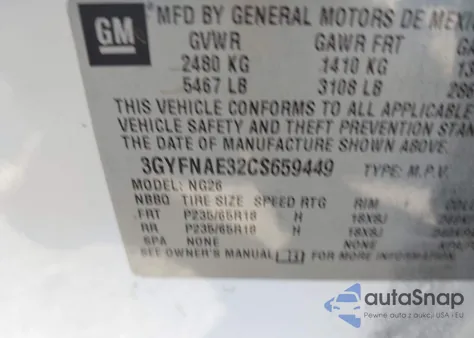 2012 Cadillac Srx Luxury Collection from USA, damaged, VIN 3GYFNAE32CS659449